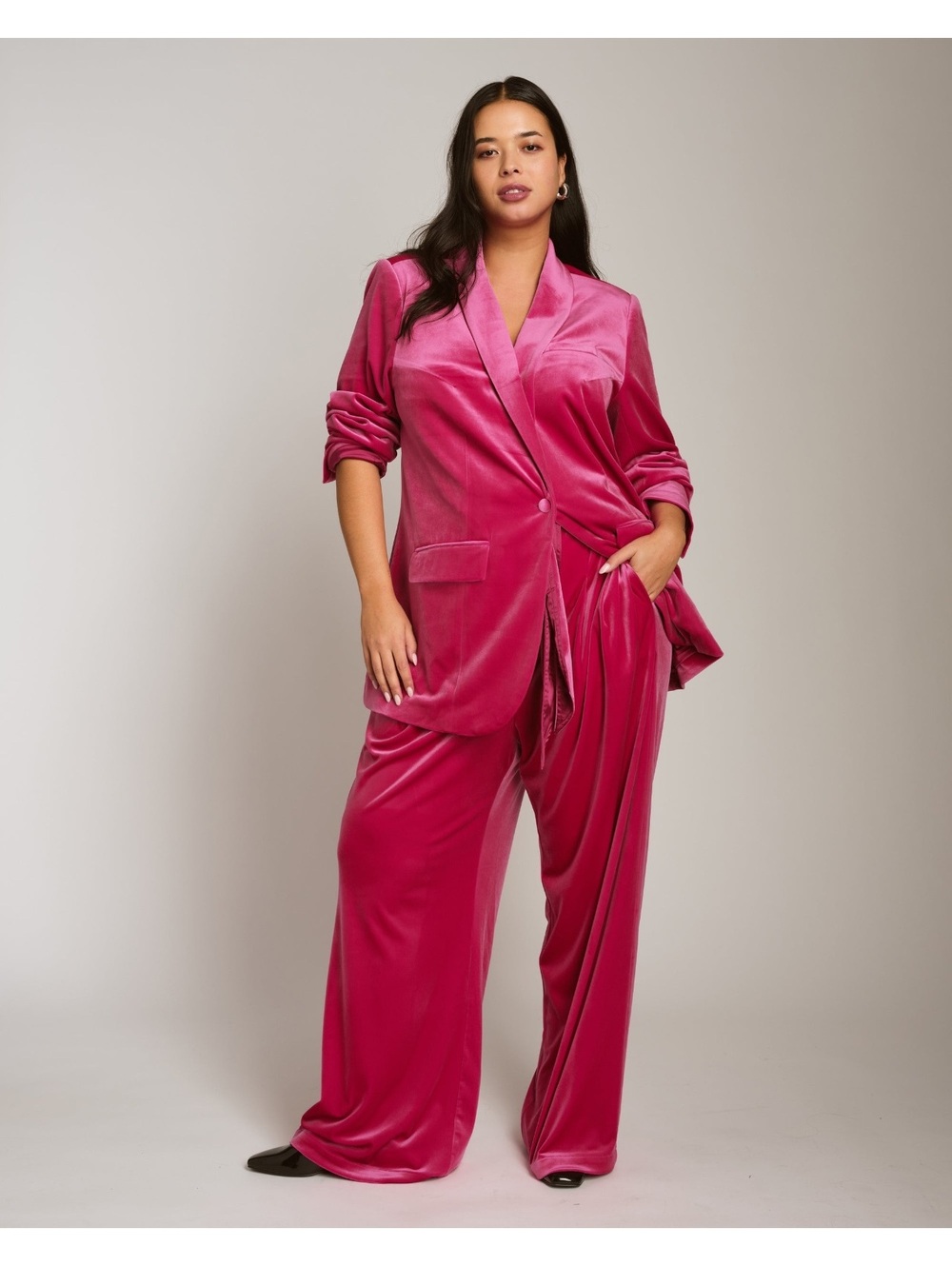 NWT Universal Standard Luxe Belted Velvet Pant in Cerise Size XS/ US 10-12